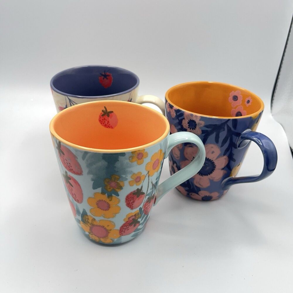 Berry & Floral Ceramic Mug Set Of 3